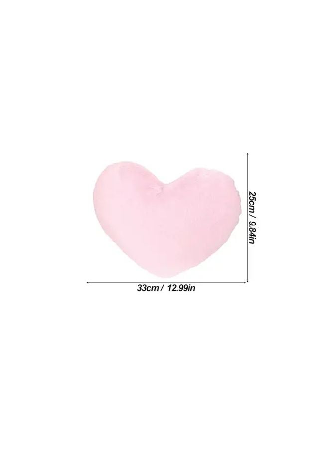 Pink Heart Shaped Plush Throw Pillow Soft Fluffy Romantic Flower Decor 33x25cm - Image 4